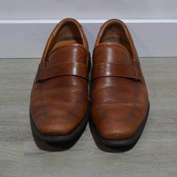 ecco Edinburg Men\'s Honey Brown Leather Slip on Buckle Loafers EU 44 US 10 main image 5